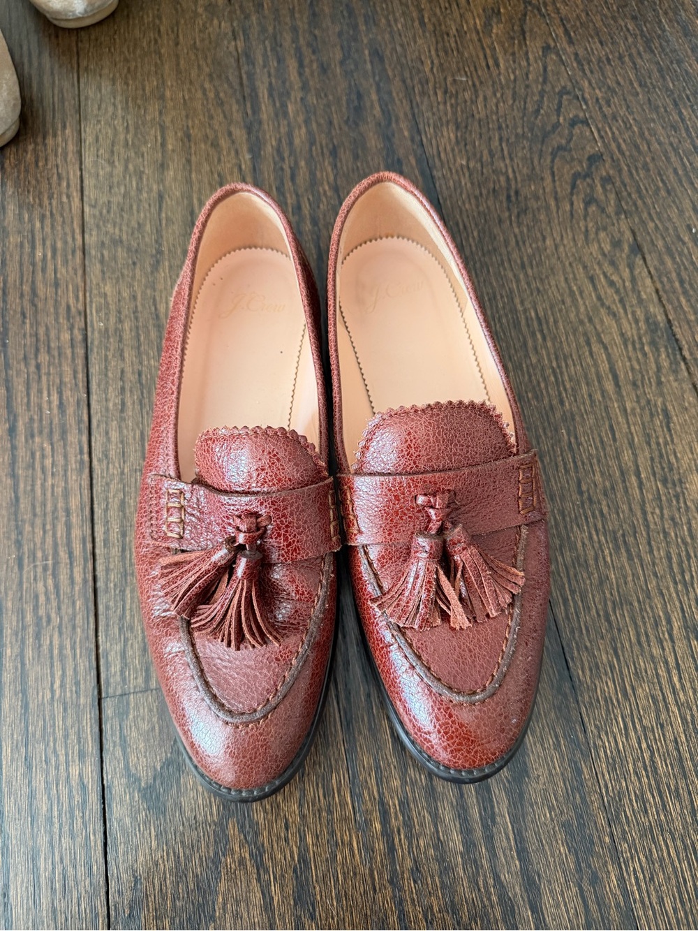 J. Crew Women's Tassel Loafers in Brick Red Leather